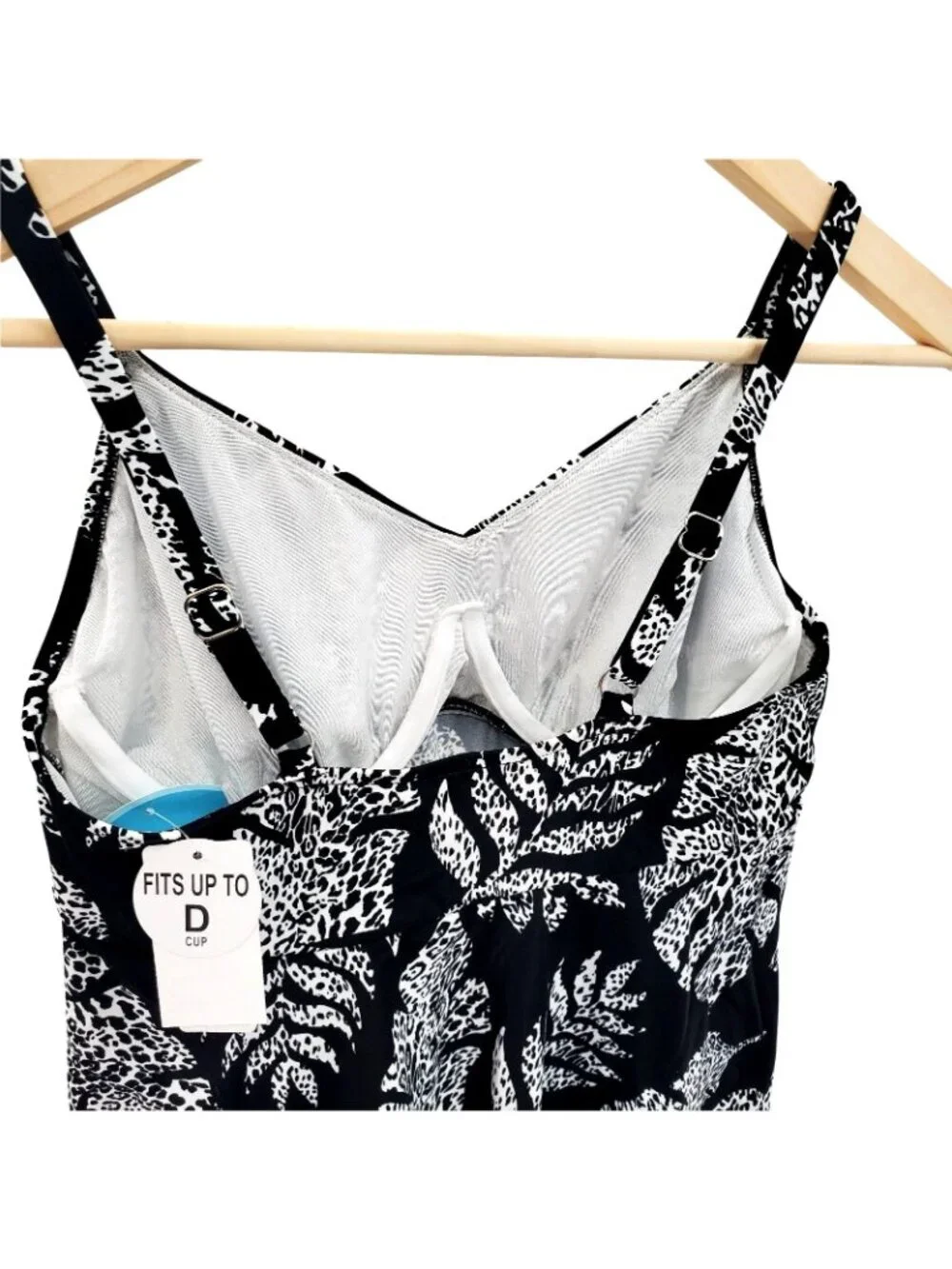 Swim Solutions 8 Bikini Top Bathing Suit Spotted Leaf Underwire Tankini Swimwear